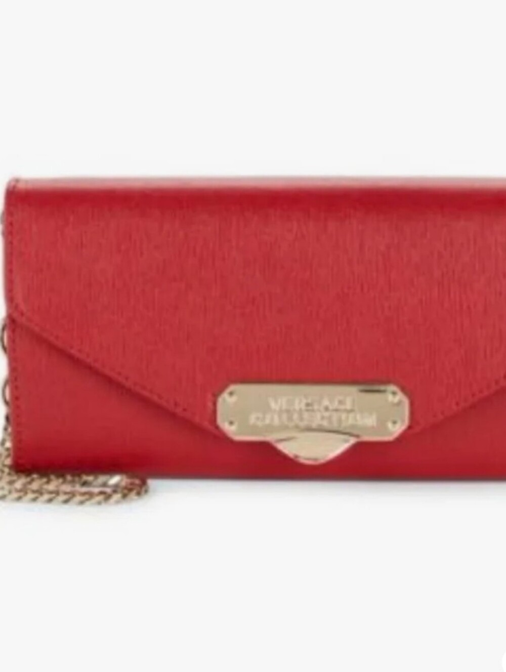 Versace Collection Red Envelope Clutch with Gold Plaque